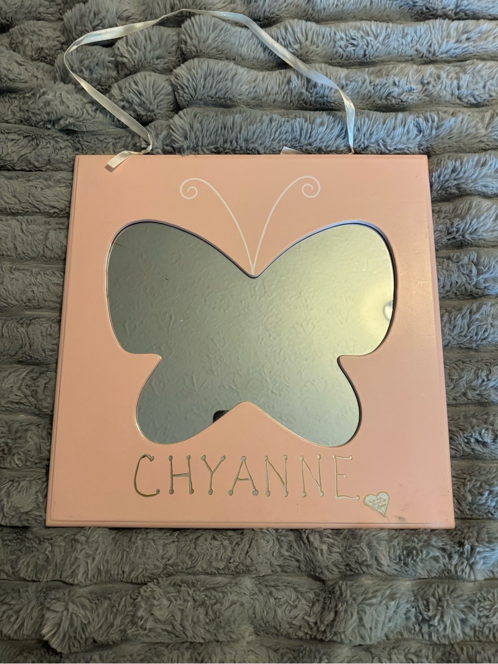 Personalized Pink Butterfly Wall Mirror - 12in x 12in